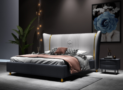 Luxus Bett Holz Polsterbett Schlafzimmer 180x200cm Doppelbett Hotel Neu